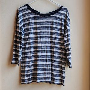 NWT Talbots Navy/Cream Striped Scoop Neck Jersey Size Petite Medium